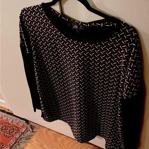 “Chevron” over Black - layered look modern long sleeve shirt